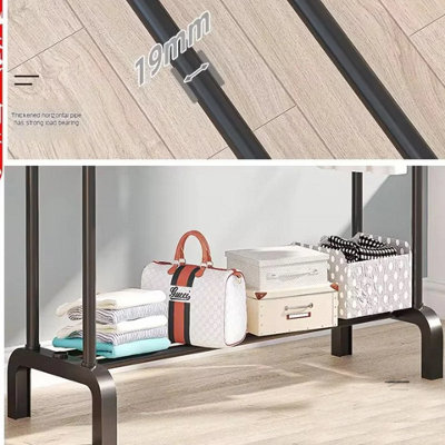 Heavy Duty Dual Metal Clothes Rail Stand with Shoe Racks Display Stand ...