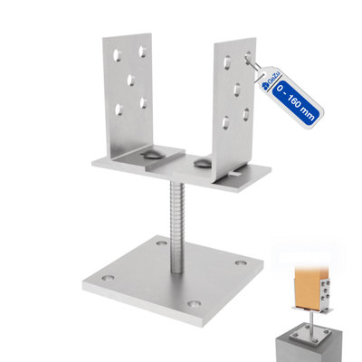 Heavy Duty Electroplated Adjustable Bolt Down Pergola Post Support Base ...