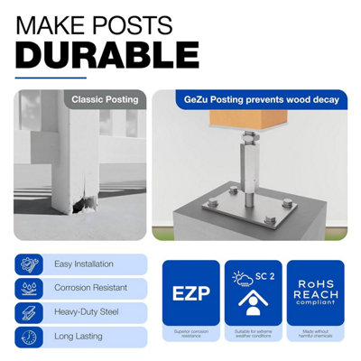 Heavy Duty Electroplated Pergola Post Support Bolt Down - Fence Foot ...