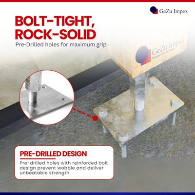 Heavy Duty Electroplated Pergola Post Support Bolt Down - Fence Foot ...