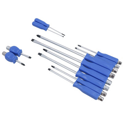 Heavy Duty Engineers Screwdriver Set 12pc Pozi Flat Head TE010