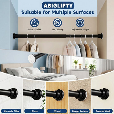 Heavy Duty Extendable Shower Curtain Rod - Tension Telescopic Pole for ...