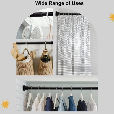Adjustable Curved Shower Curtain Rod Clothing Hanger Telescopic Rod Clothes Drying Rack Telescoping Curved Shower Rod for Cloakrooms Home 80cm-100cm