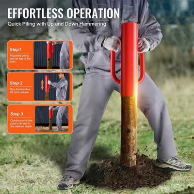 Heavy Duty Fence Post Driver & Pounder, Dual Handles for Wood, Metal, T ...