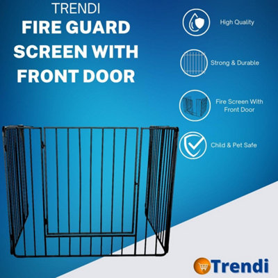 Heavy Duty Fire Guard Screen with Door Fireplace Safety Guard for Open ...