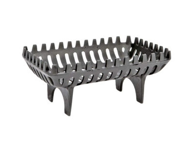 Heavy Duty Fireside Wood Store Indoor Outdoor Fireplace Log Grate Cradle Rack Storage Stand Holder Cast Iron Black Basket - LOG01