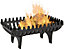 Heavy Duty Fireside Wood Store Indoor Outdoor Fireplace Log Grate Cradle Rack Storage Stand Holder Cast Iron Black Basket - LOG01
