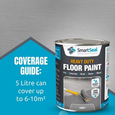 Heavy Duty Floor Paint, Grey, Premium Protection for High Traffic Areas, Anti-Slip Finish, Concrete Brick, Stone and Wood, 2.5L