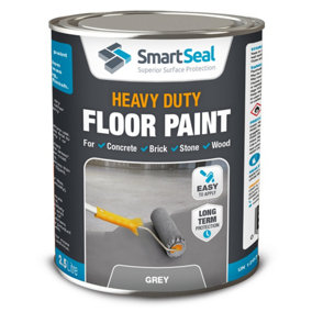 Heavy Duty Floor Paint, Grey, Premium Protection for High Traffic Areas, Anti-Slip Finish, Concrete Brick, Stone and Wood, 5L