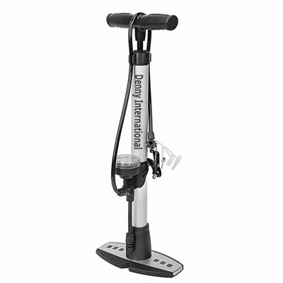 Heavy Duty Floor Standing Bike Cycle Bicycle Tyre Hand Air Mini Pump With Gauge Silver