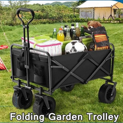 Primehome Heavy Duty Folding Hand Truck, 660 Lb. Capacity Platform Truck, Flat Bed Wagon With Swivel Wheels, Space Saving HD VANK HT 13