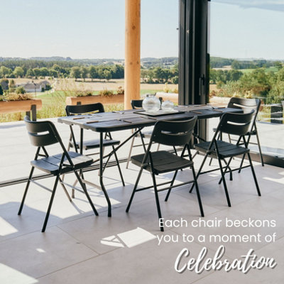 5 Five Simply Smart EDP Black Folding Chair-Basic, Metal, L.44 X P.48 X