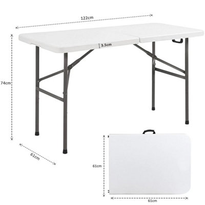 HEAVY DUTY FOLDING TABLE PORTABLE PLASTIC CAMPING GARDEN PARTY CATERING 4Ft Folding Table