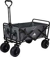 Heavy Duty Folding Wagon With Large Wheel Trolley Cart Outdoor Transport Trailer Foldable Outdoor Garden Utility Wagon Grey