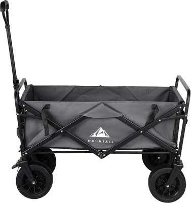 Heavy Duty Folding Wagon With Large Wheel Trolley Cart Outdoor Transport Trailer Foldable Outdoor Garden Utility Wagon Grey - 3