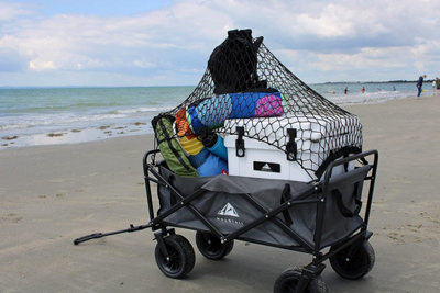 Heavy Duty Folding Wagon With Large Wheel Trolley Cart Outdoor Transport Trailer Foldable Outdoor Garden Utility Wagon Grey - 8