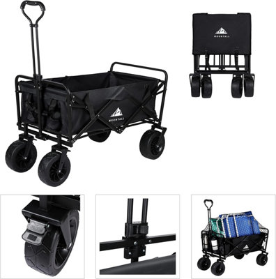 Heavy Duty Folding Wagon With Large Wheel, Trolley Cart Outdoor Transport Trailer Foldable Outdoor Garden Utility Wagon Trolley