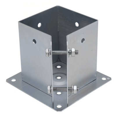 Heavy Duty Galvanised Bolt Down Pergola Post Support - Fence Post Support Foot with Clamp - 6x6" - 152mm