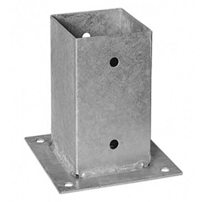 Heavy Duty Galvanised Bolt Down SQUARE POST Fence Foot Base Support Internal size: 101 x 101mm (4")