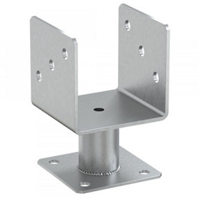 Heavy Duty Galvanised Elevated Bolt Down Pergola Post Support - Post Ground Anchor - Post Shoe - 100mm - 4x4"