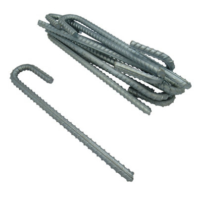 Heavy Duty Galvanised Ground Stakes 12MM x12 (Rebar Tent Pegs J Hook Anchor)