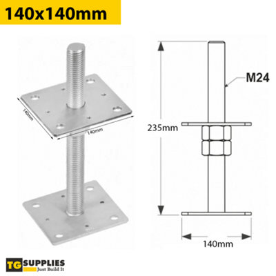 Heavy Duty Galvanised Height Adjustable Pergola Post Support ...