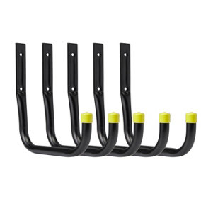 Heavy-Duty Garage Hooks, 17cm J Hooks for Storing Power Tools Ladders Bikes Folding Chairs, 30kg Load per Hook (Pack of 5)