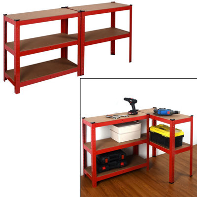 Heavy Duty Garage Shelving Unit - 5 MDF Shelves - 875 kg Max Load Units - Red - 30 x 70 x 150 (cm) - 6