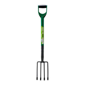 Heavy Duty Garden Border Digging Fork Gardening Hand Tool Carbon Steel 4 Tooth For Planting Weed Removal