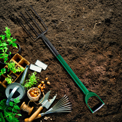 Heavy Duty Garden Border Digging Fork Gardening Hand Tool Carbon Steel 4 Tooth For Planting Weed Removal