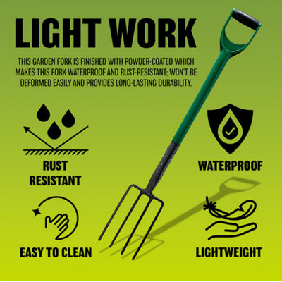 Heavy Duty Garden Border Digging Fork Gardening Hand Tool Carbon Steel 4 Tooth For Planting Weed Removal