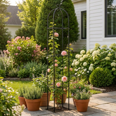 Heavy Duty Garden Obelisk Trellis Metal Climbing Plant Support Frame ...