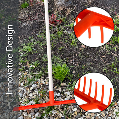 Heavy-Duty Garden Rake - 12 Tines / 50cm Wide Durable Plastic Head ...
