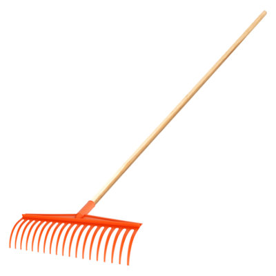 Heavy-Duty Garden Rake - 19 Tines / 44cm Wide Durable Plastic Head & Handle - Sturdy, Lightweight Tool for Lawn, Hay, Soil, Leaves