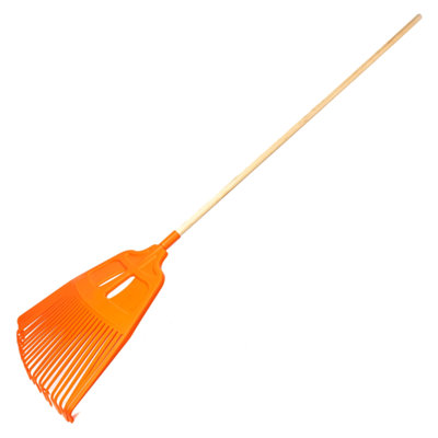 Heavy-Duty Garden Rake - 27 Tines / 57cm Wide Durable Plastic Head ...