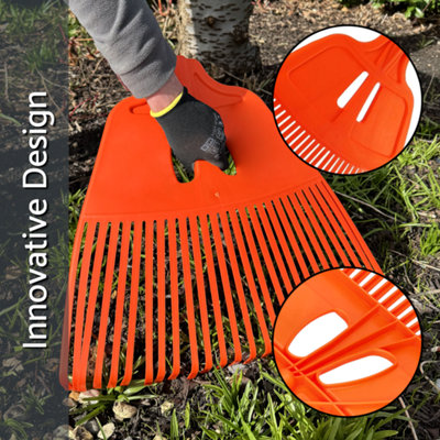 Heavy-Duty Garden Rake - 27 Tines / 57cm Wide Durable Plastic Head ...