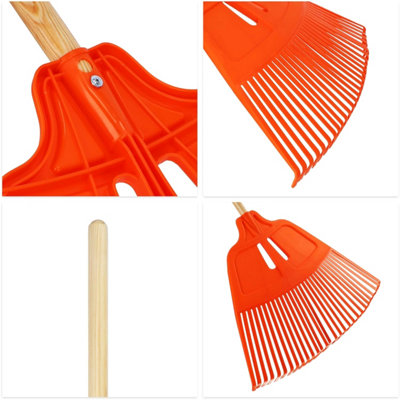 Heavy-Duty Garden Rake - 27 Tines / 57cm Wide Durable Plastic Head ...