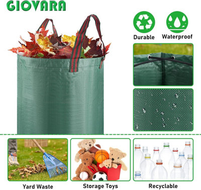 Heavy Duty Garden Waste Bags 120L x 3 Reinforced Reusable Sacks with ...