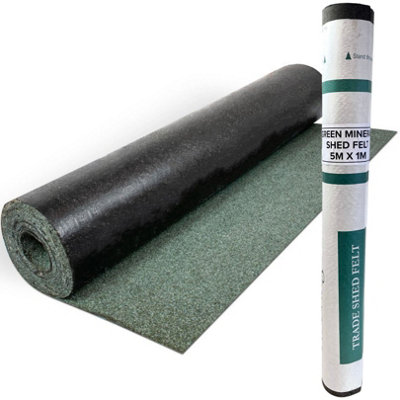 HeavyDuty Green Mineral Shed Roofing Felt (5m x 1m) With 13mm Pack