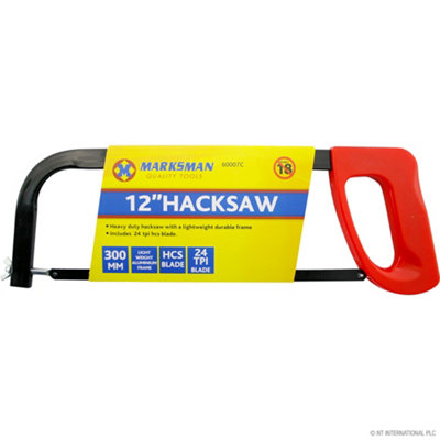 Heavy Duty Hacksaw 300Mm Durable Handle Blade Tool 24 Tpi Lightweight 12 Inch