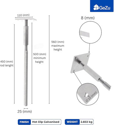 Heavy Duty Hot Dip Galvanised Bolt Down Adjustable Post Support ...