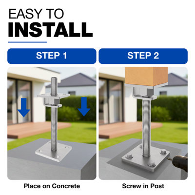 Heavy Duty Hot Dip Galvanised Bolt Down Adjustable Post Support ...