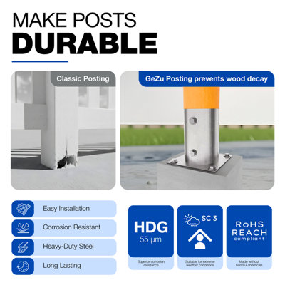 Heavy Duty Hot Dip Galvanised Bolt Down Circular Post - Fence Foot Base ...