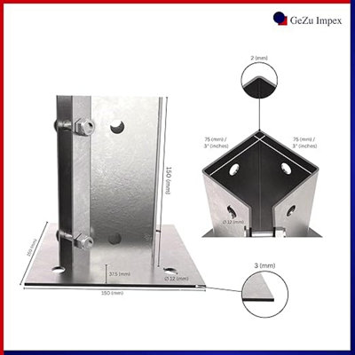 Heavy Duty Hot Dip Galvanised Bolt Down Post Support - Square Post ...