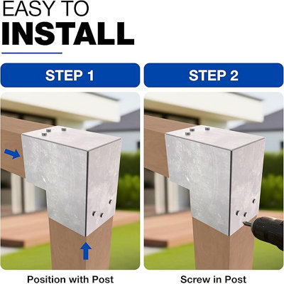 Heavy Duty Hot Dip Galvanised Pergola L Shape Post Connector - 71 x 71 mm