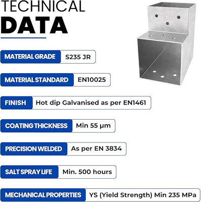 Heavy Duty Hot Dip Galvanised Pergola L Shape Post Connector - 81 x 81 mm