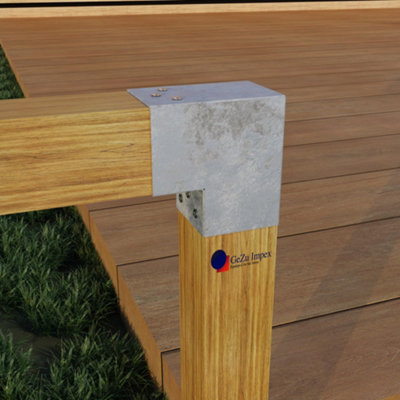 Heavy Duty Hot Dip Galvanised Pergola L Shape Post Connector - 91 x 91 ...