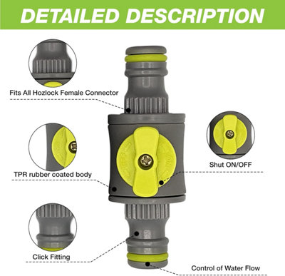 Heavy Duty in-Line quick release shut off valve kit compatible with Hozelock Pack of 2- Fits all Hozelock Female Connectors