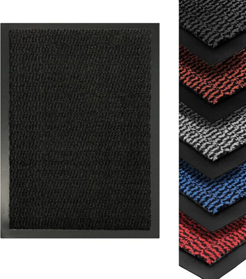 Heavy Duty Indoor & Outdoor Rubber Non-Slip Absorbent Barrier Mat - Anthracite 40 x 60 cm