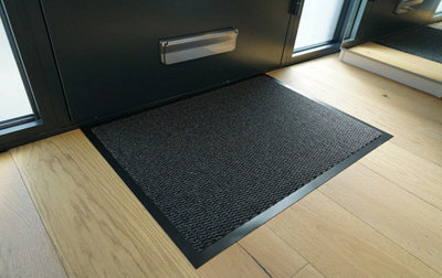 Heavy Duty Indoor & Outdoor Rubber Non-Slip Absorbent Barrier Mat - Anthracite 90 x 150 cm